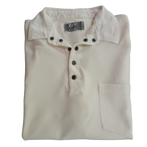 Ron Nature Denmark Vintage Men's Polo Off-White Snap Button Collar Size XXL - Picture 1 of 7